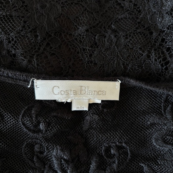 Costa Blanca Size Medium Lace Top Sheer Black Dark Romantic Whimsigoth Feminine - Picture 9 of 10